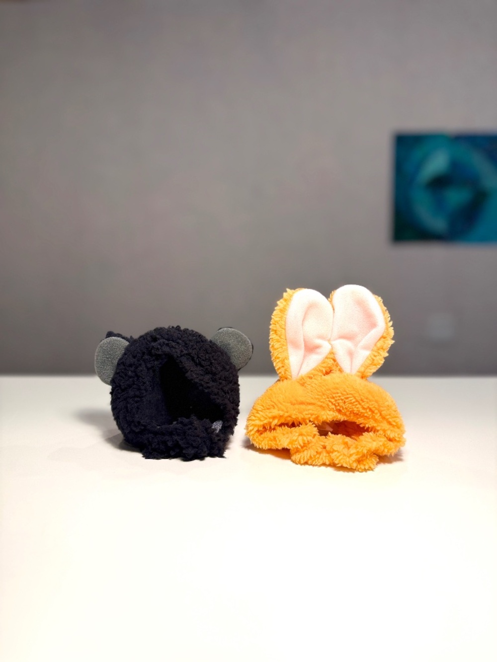 Kitan Club Furry Caps for Cats, Black Bear and Orange Bunny. SQUEEEEEEEE!!!!